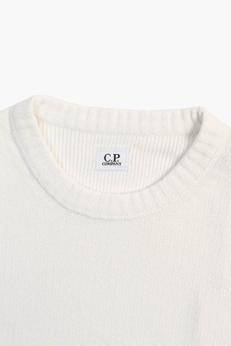 Cotton chenille crewneck Gauze white