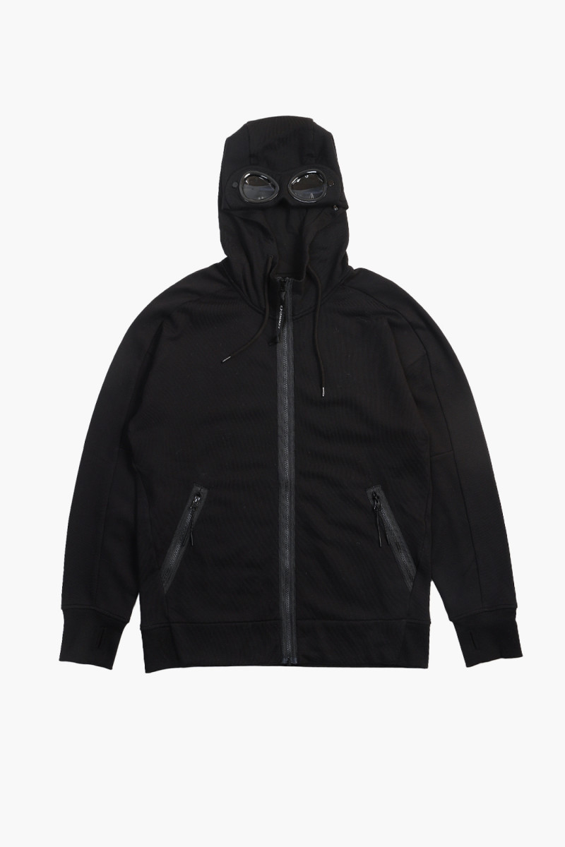 Diagonal goggle zip hoodie Black