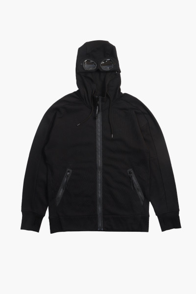 Cp company Diagonal goggle zip hoodie Black - GRADUATE STORE