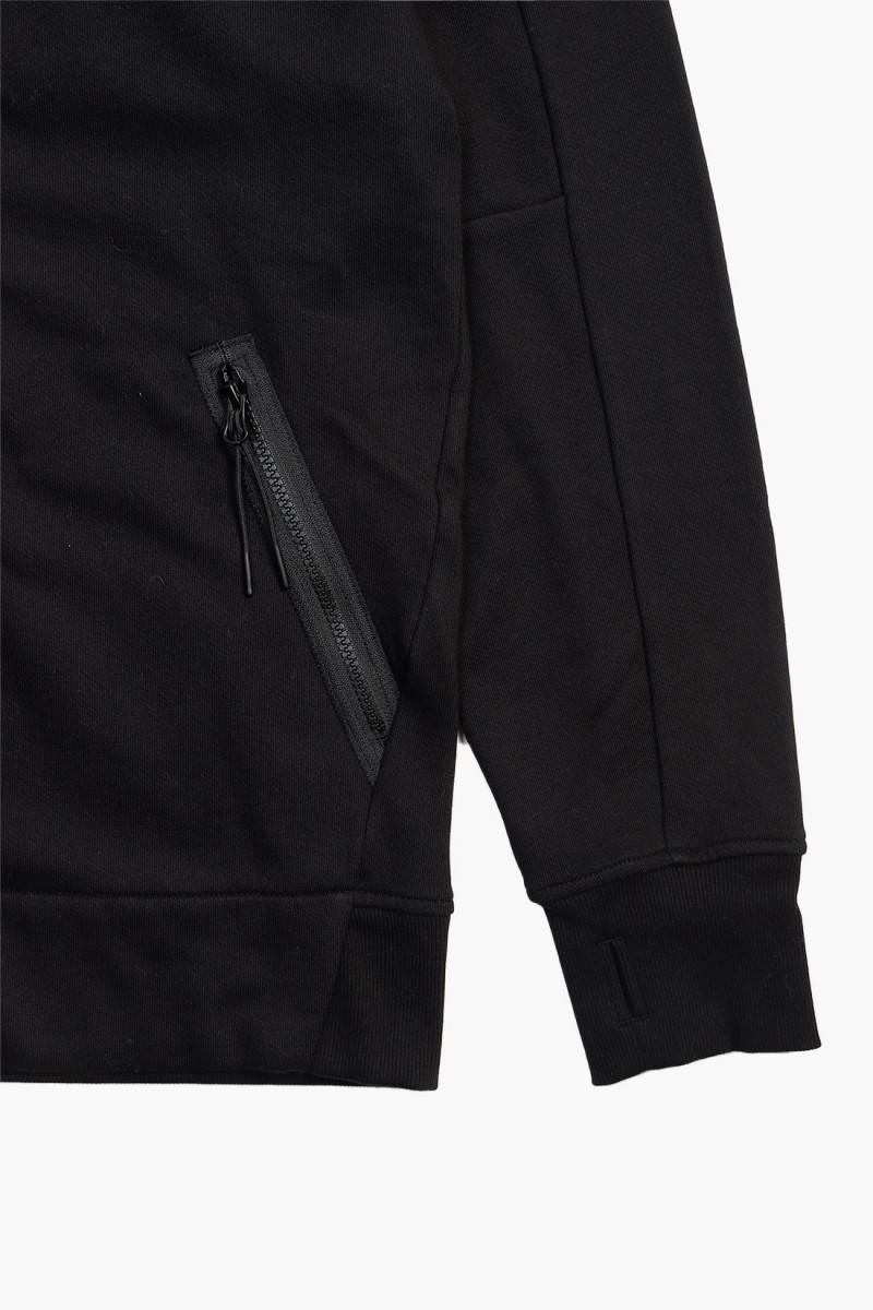 Diagonal goggle zip hoodie Black