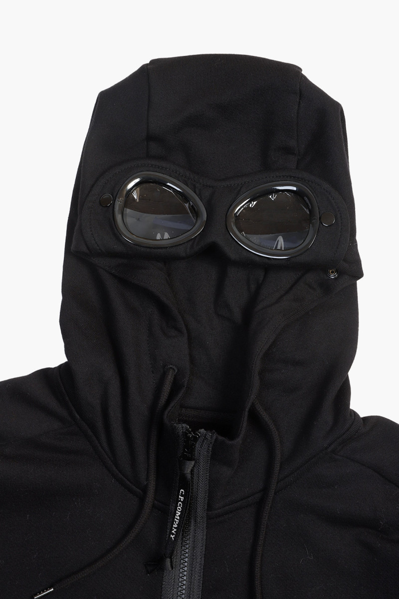 Diagonal goggle zip hoodie Black