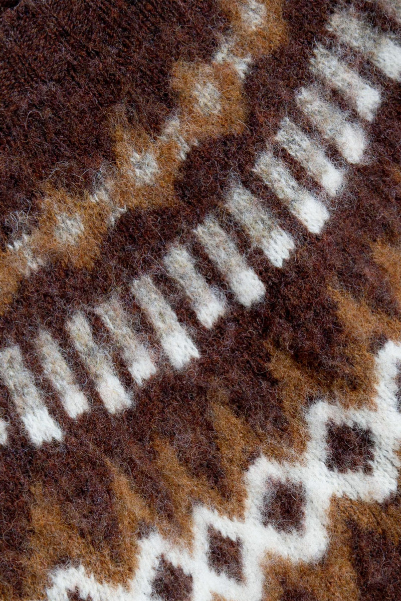 Suedehead fairisle knit crew Brown multi