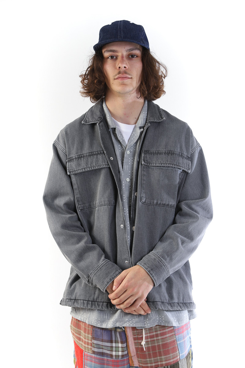 Utility overshirt denim black Heavy bleach wash