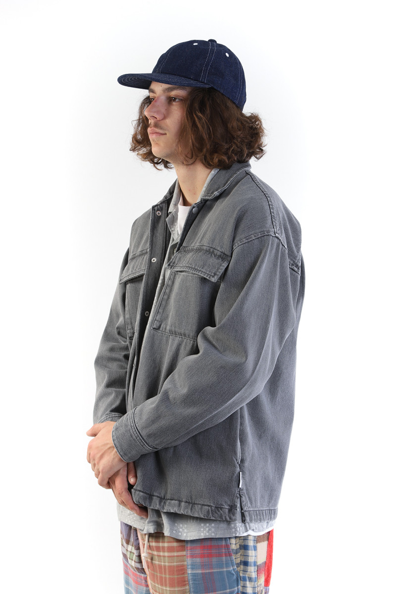 Utility overshirt denim black Heavy bleach wash