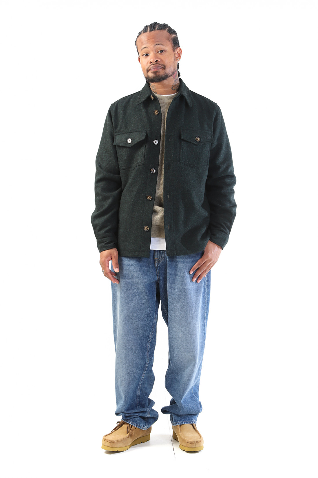 Wool field overshirt Green