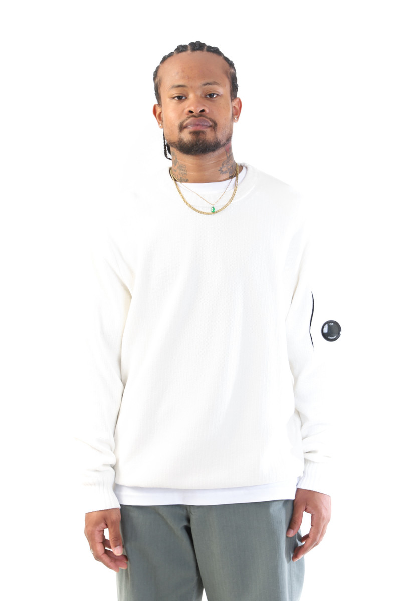 Cotton chenille crewneck Gauze white