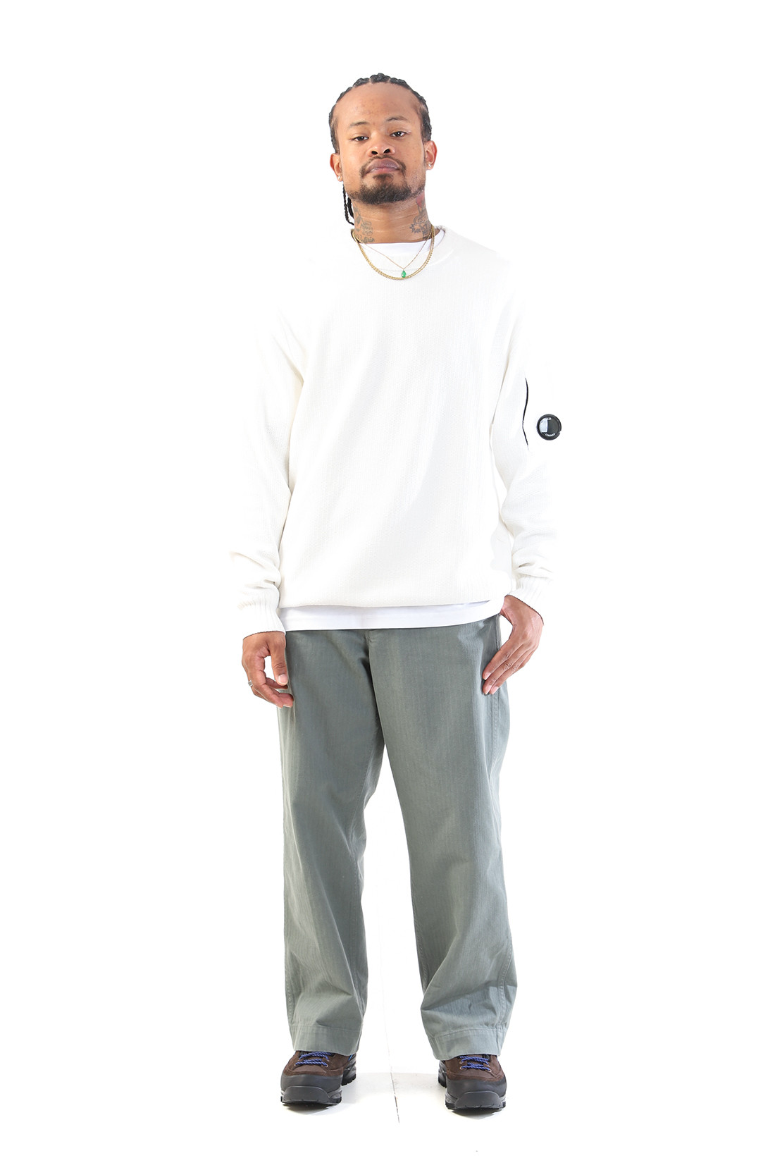 Cotton chenille crewneck Gauze white