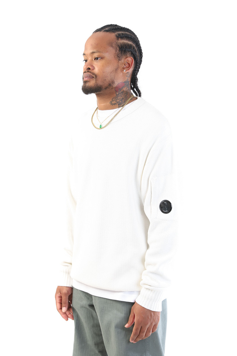 Cotton chenille crewneck Gauze white