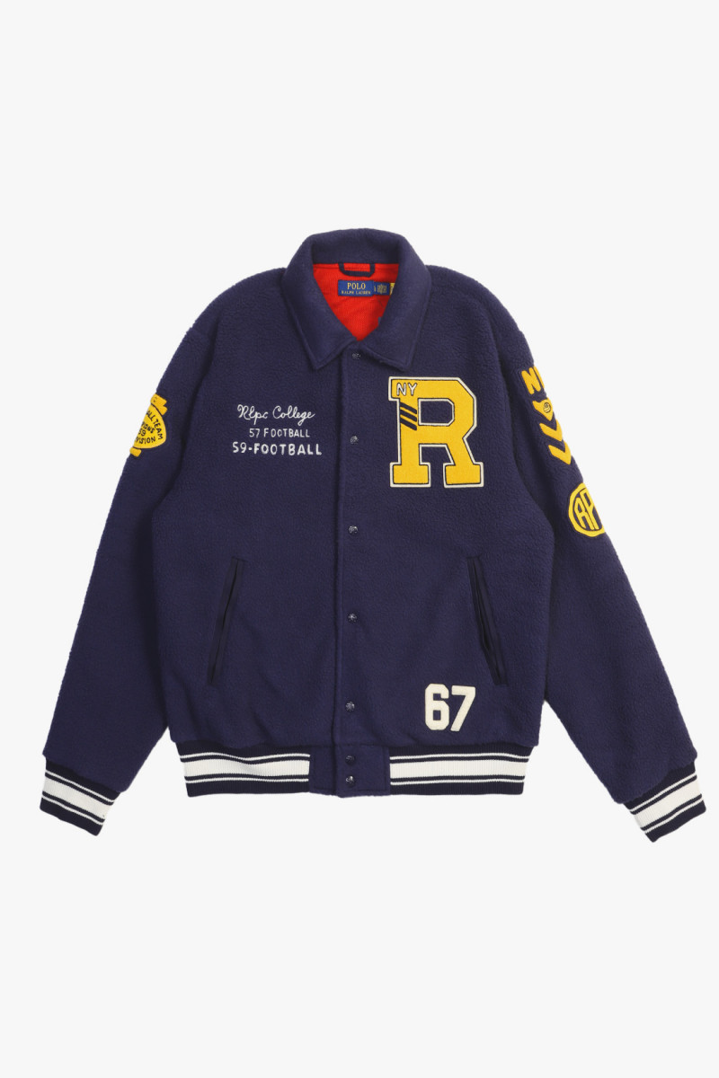 Pile fleece letterman jacket Cruise navy