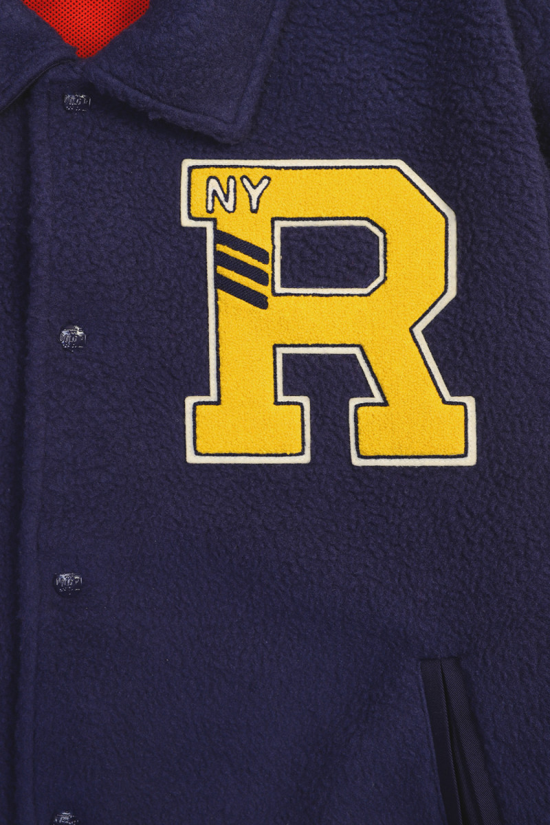 Pile fleece letterman jacket Cruise navy