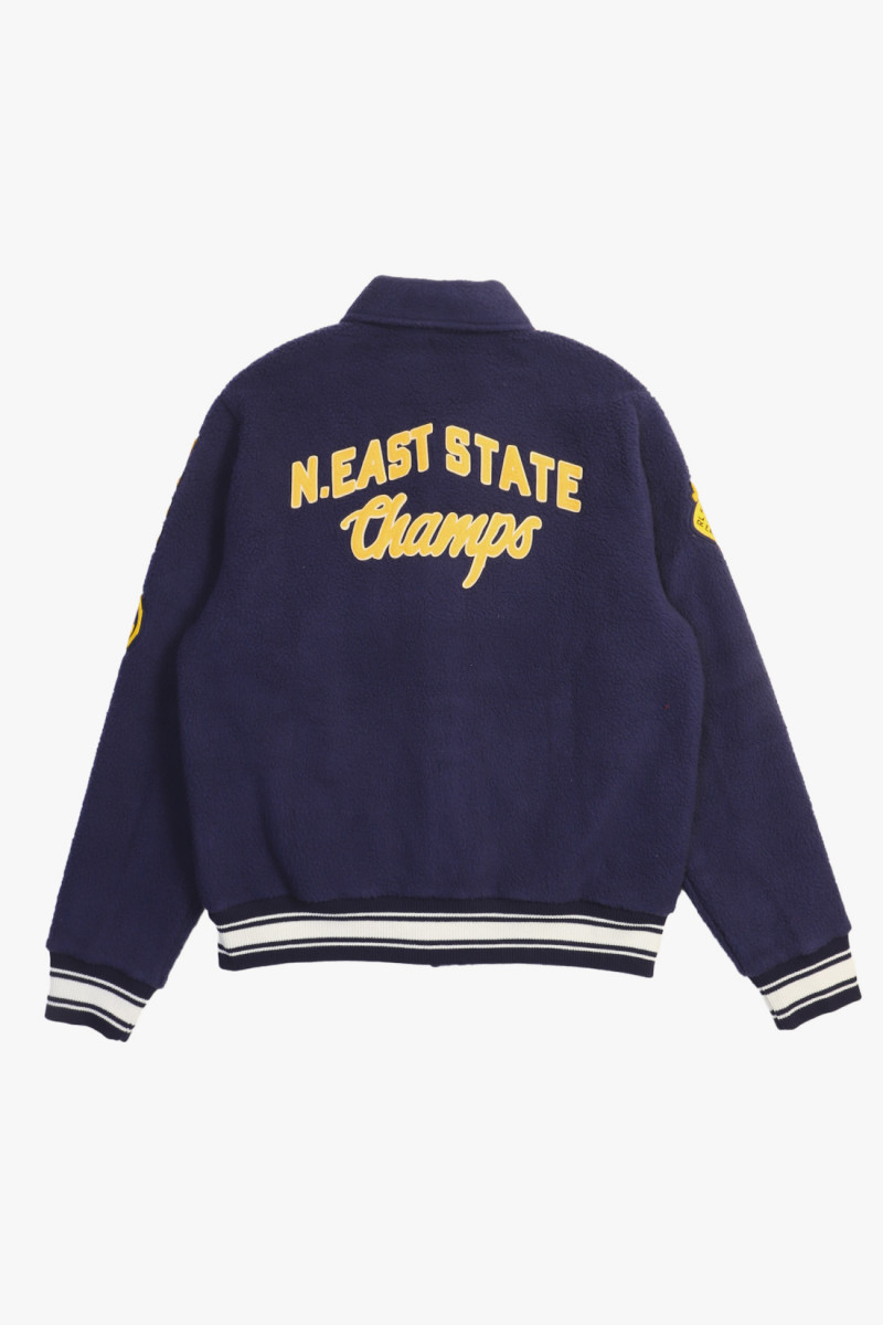 Pile fleece letterman jacket Cruise navy