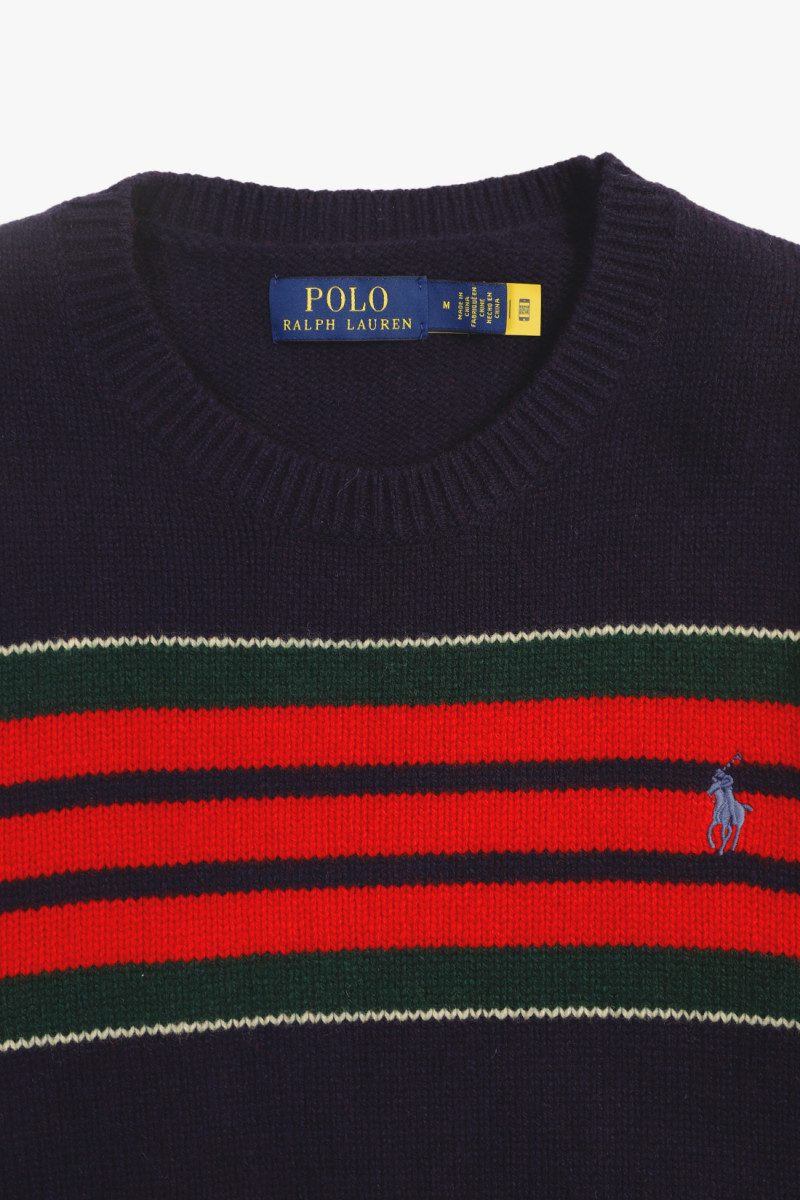 Striped wool-cashmere sweat Navy combo