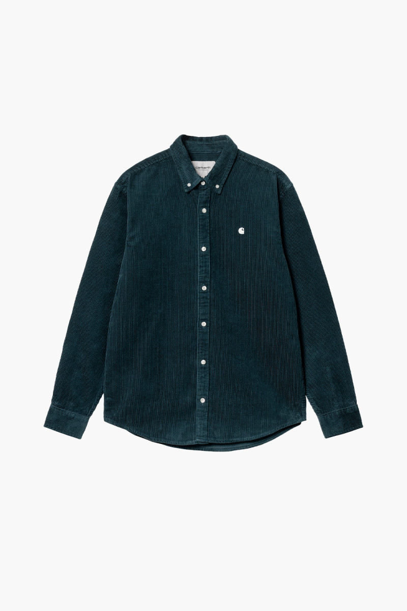 L/s madison cord shirt Duck blue / wax