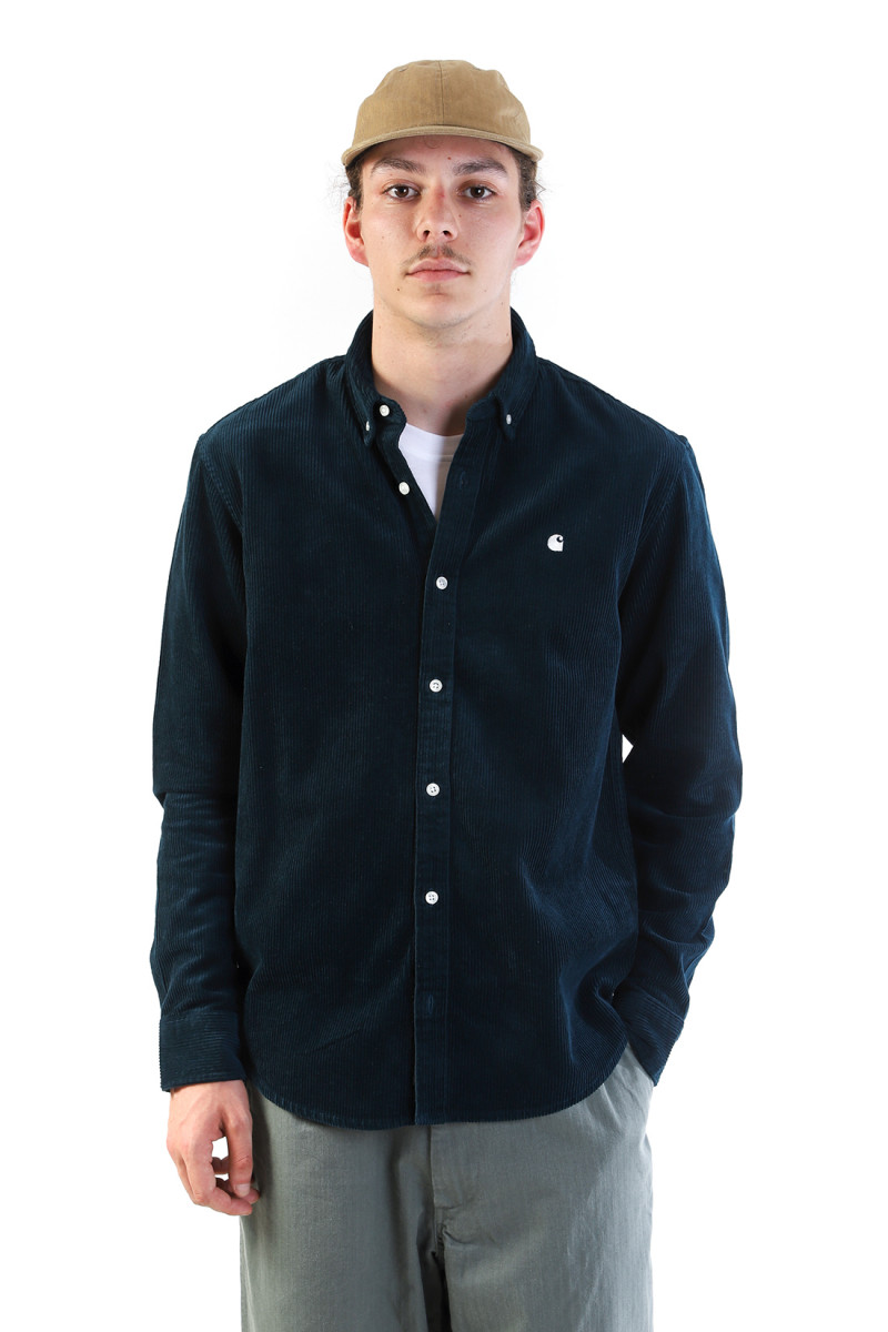 L/s madison cord shirt Duck blue / wax