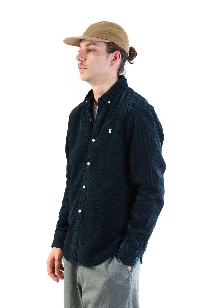 L/s madison cord shirt Duck blue / wax