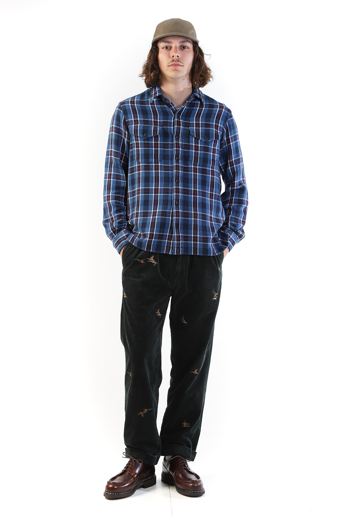 Classic fit flannel workshirt Plaid blue/multi