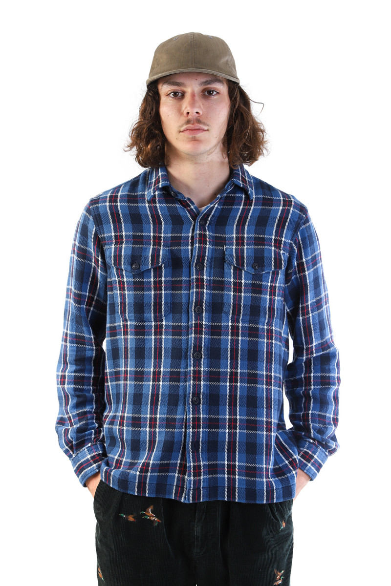 Classic fit flannel workshirt Plaid blue/multi