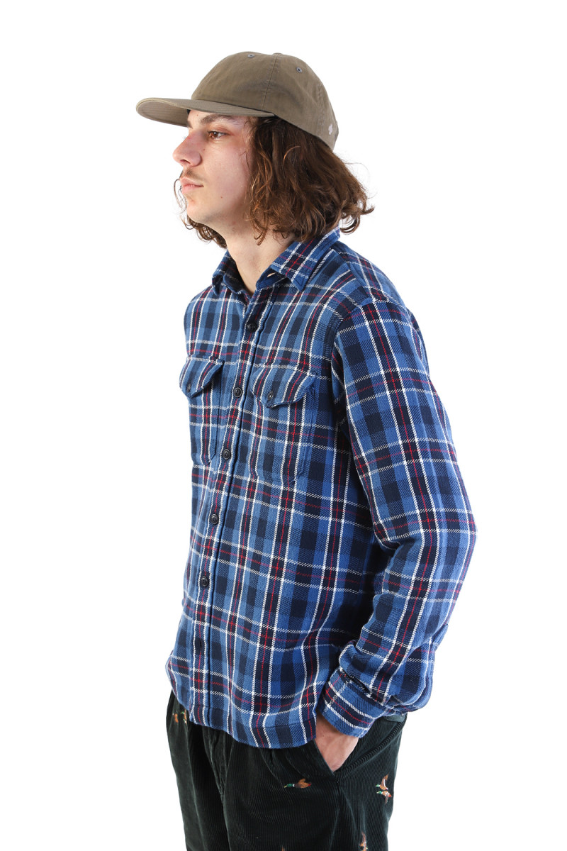 Classic fit flannel workshirt Plaid blue/multi