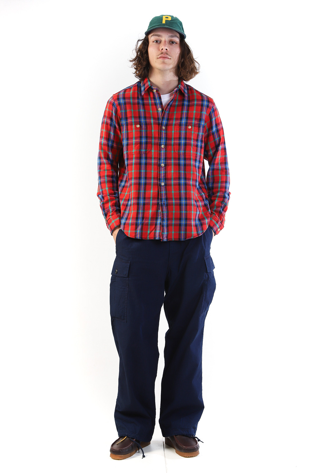 Classic fit flannel workshirt Plaid red/multi