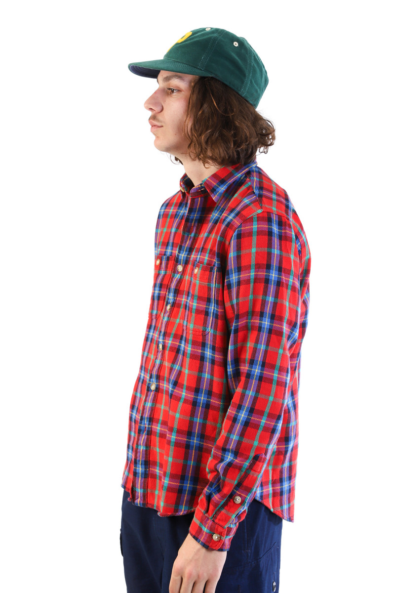 Classic fit flannel workshirt Plaid red/multi