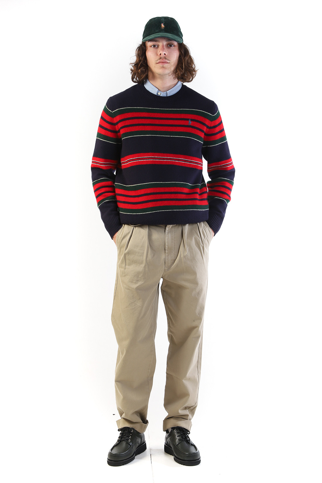 Striped wool-cashmere sweat Navy combo