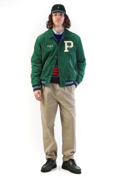 Reversible letterman jacket Green/blue