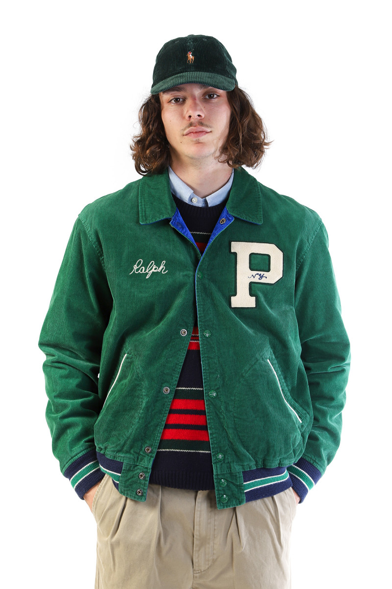 Reversible letterman jacket Green/blue