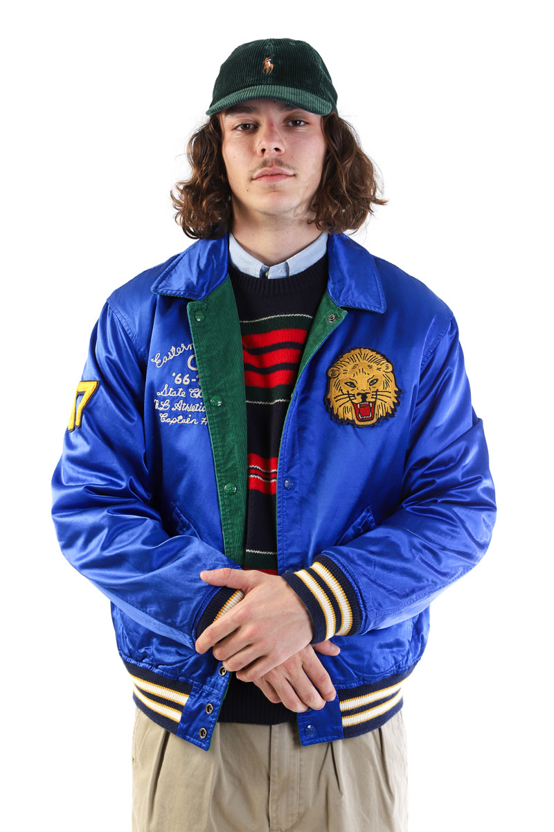 Reversible letterman jacket Green/blue