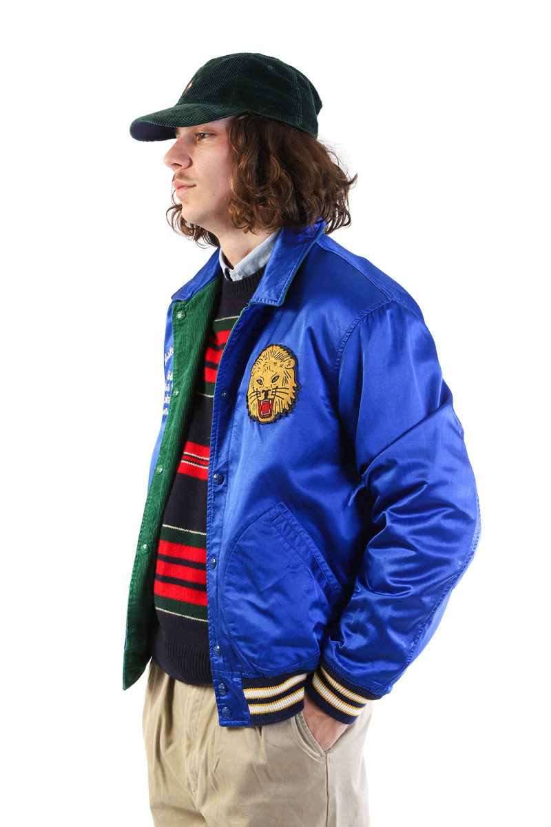 Reversible letterman jacket Green/blue