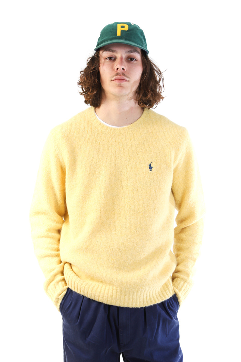 Textured crewneck sweater Shetland yellow