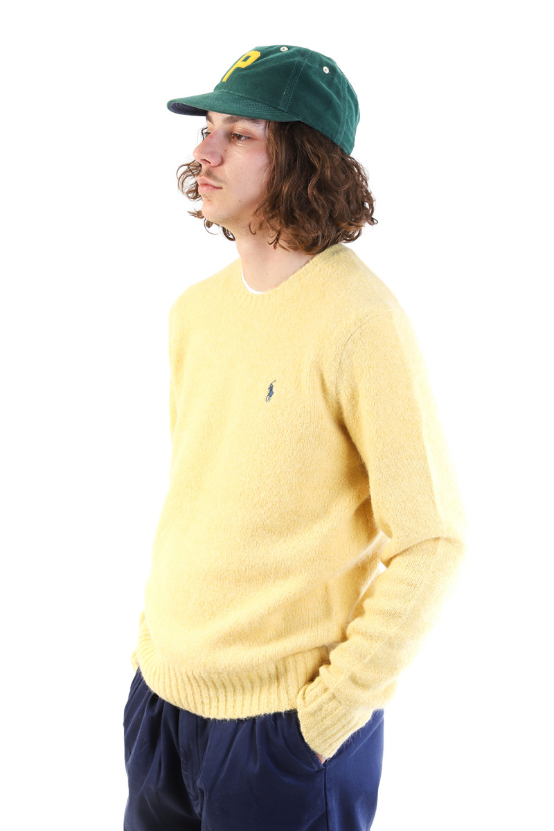 Textured crewneck sweater Shetland yellow