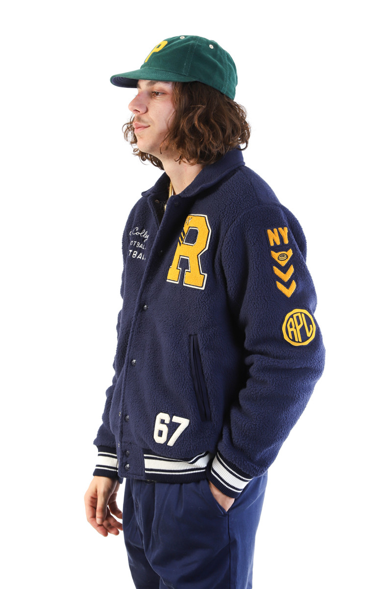 Pile fleece letterman jacket Cruise navy