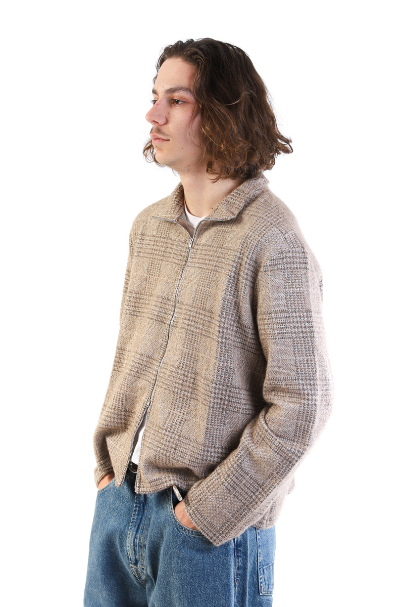 Shrunken fullzip polo Beige hound check