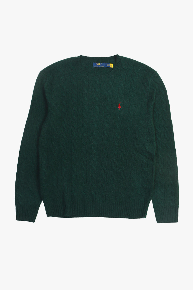 Cable-knit wool-cashmere sweat Moss agate