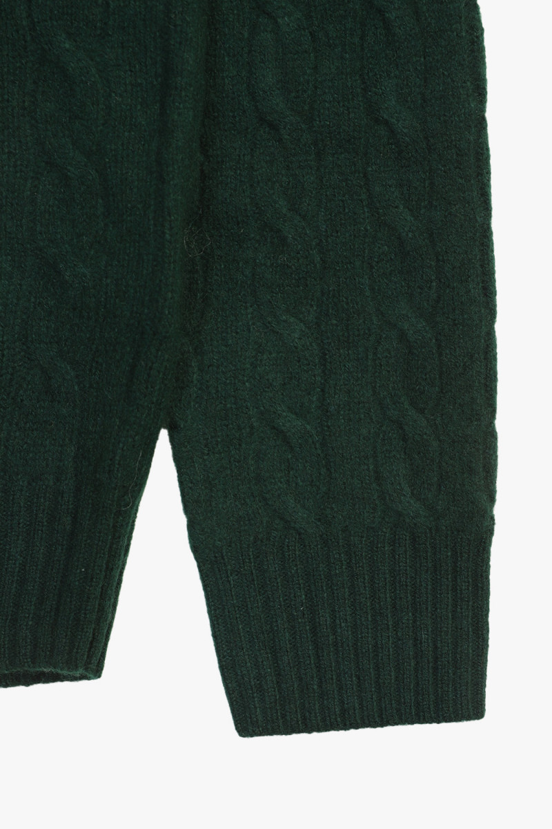 Cable-knit wool-cashmere sweat Moss agate