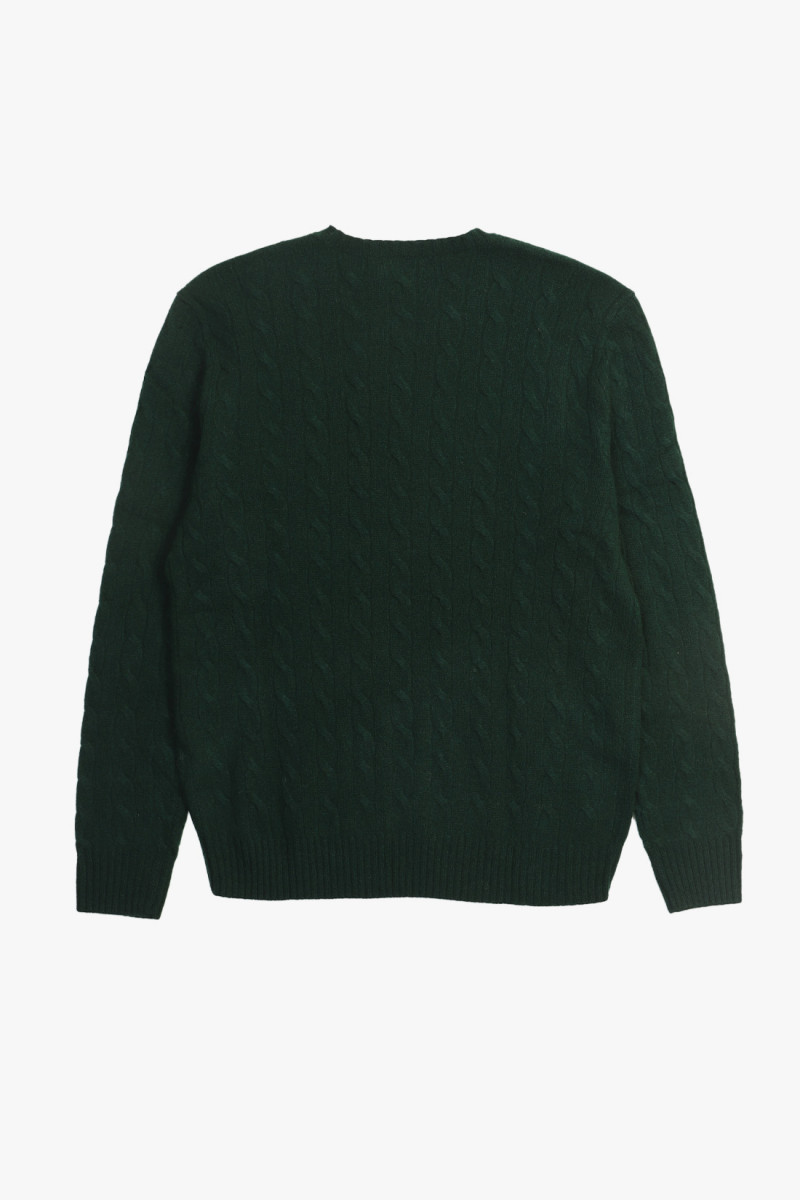 Cable-knit wool-cashmere sweat Moss agate