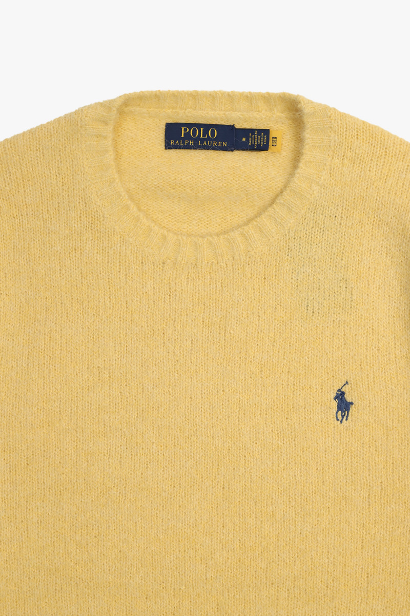 Textured crewneck sweater Shetland yellow