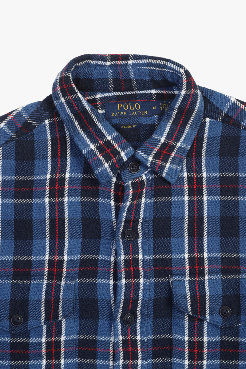 Classic fit flannel workshirt Plaid blue/multi