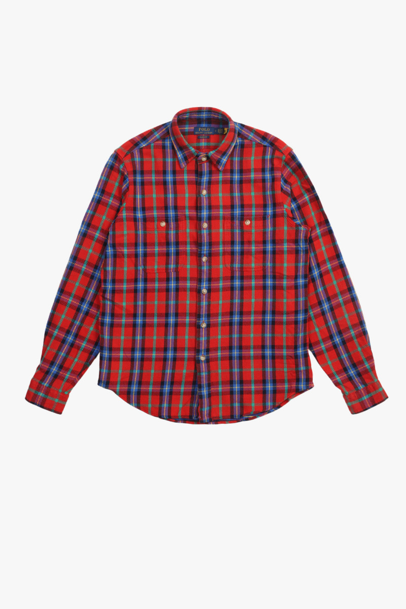 Classic fit flannel workshirt Plaid red/multi