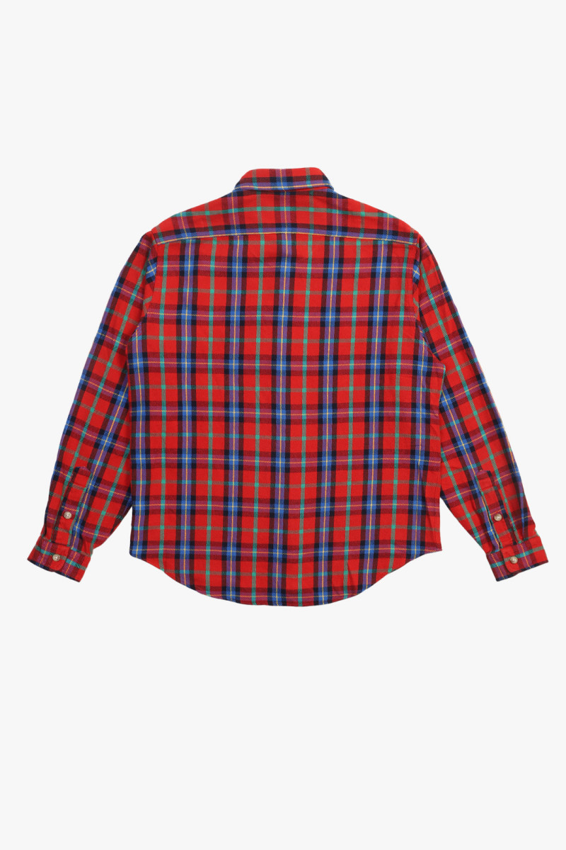 Classic fit flannel workshirt Plaid red/multi