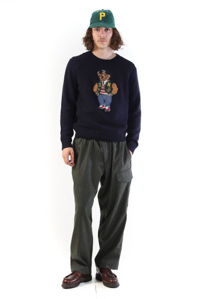 Polo bear wool-cashmere sweat Navy combo