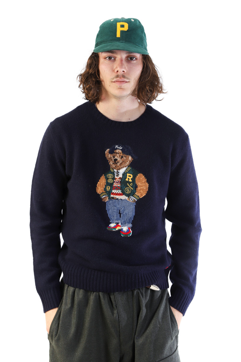 Polo bear wool-cashmere sweat Navy combo