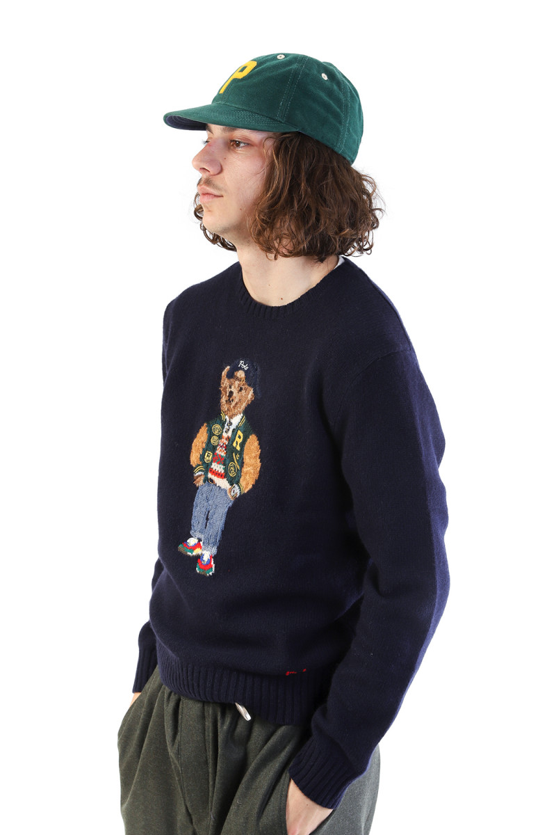 Polo bear wool-cashmere sweat Navy combo