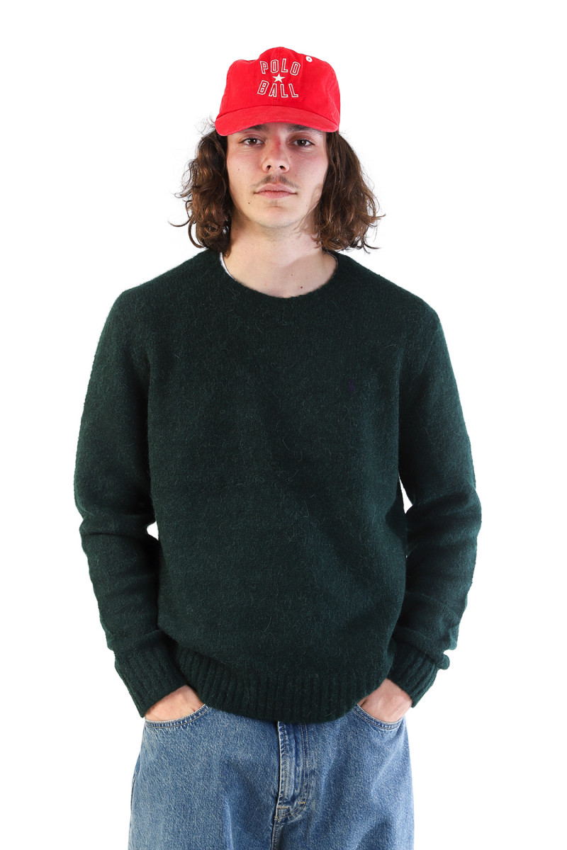 Textured crewneck sweater Moss agate