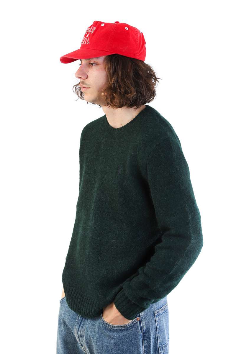 Textured crewneck sweater Moss agate