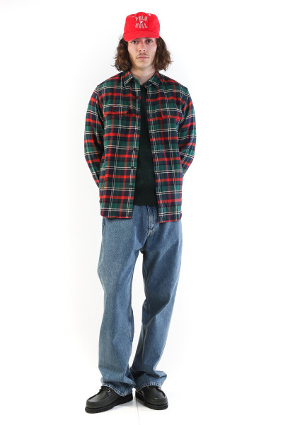 Classic fit flannel workshirt Plaid green/multi