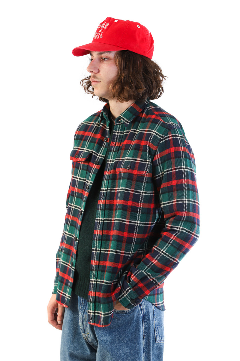 Classic fit flannel workshirt Plaid green/multi