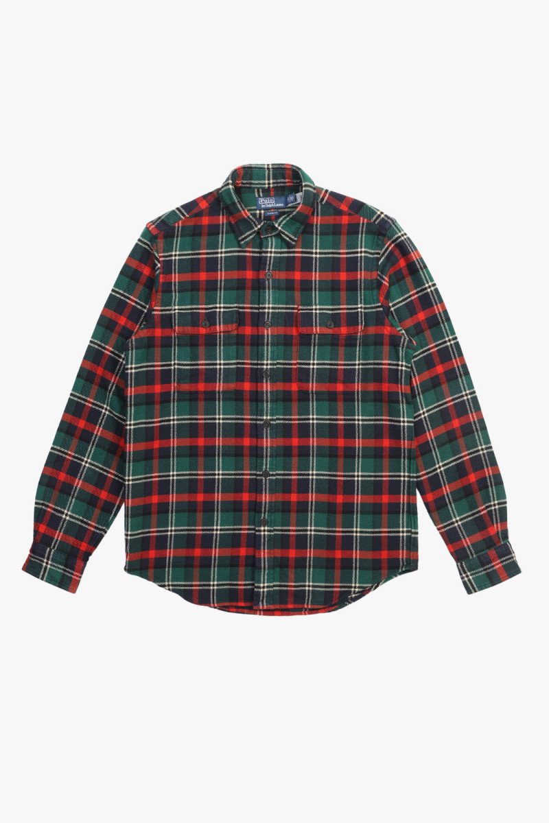 Classic fit flannel workshirt Plaid green/multi