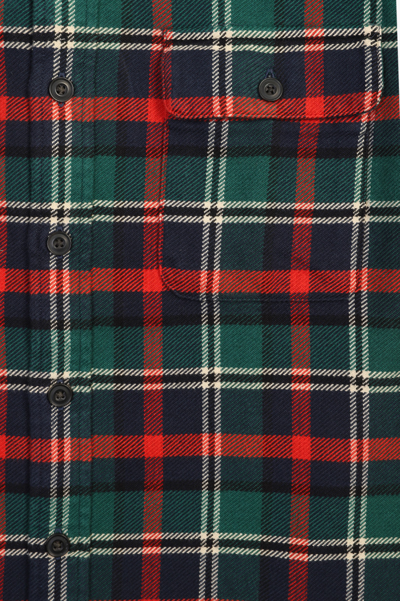 Classic fit flannel workshirt Plaid green/multi