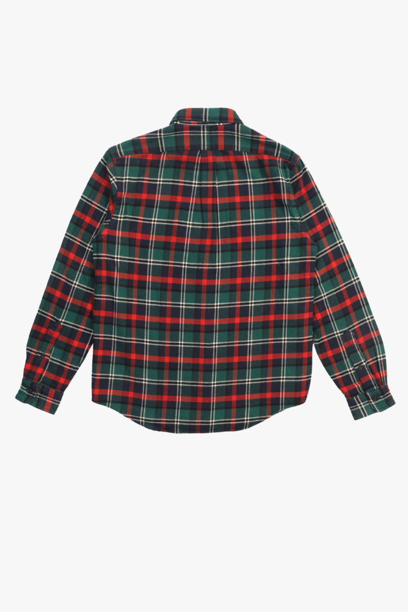 Classic fit flannel workshirt Plaid green/multi